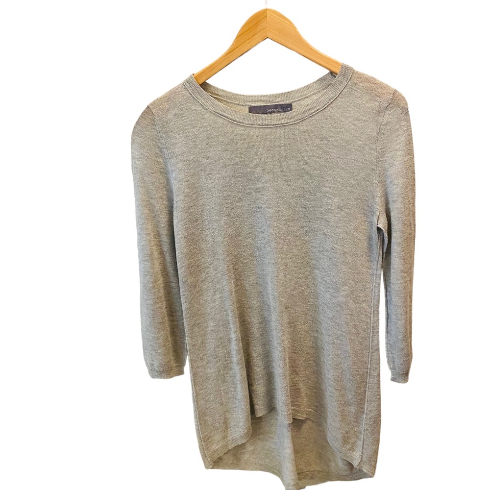 360 Sweater Lightweight Gray Ribbed Knit Center Seam Pullover Sweater